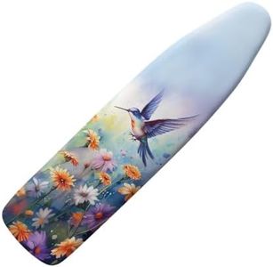 Tongluoye Hummingbird Ironing Board Cover and Pad Standard Size Flower Iron Board Covers Heavy Duty Iron Board Protective Cover with Elastic Edge Table Top Ironing Board Sleeve Padded Blue