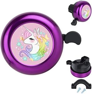 MZELQ Bicycle Bell Cute Clear Sound Adjustable Size Aluminum Bike Accessories Bell Ring for Girls Women Kids Adults (Unicorn Star)