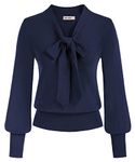 GRACE KARIN Women Jumpers and Sweates for Autumn V-Neck Casual Daily Outing Elastic Pullover Navy Blue XXL