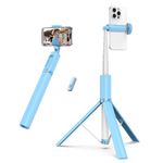 ATUMTEK 55" Selfie Stick Tripod, All-in-one Extendable Aluminum Phone Tripod with Rechargeable Bluetooth Remote for iPhone, Samsung, Google, LG, Sony and More, Fit 4.7-7 inch Smartphones, Light Blue