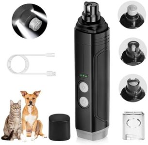 Journeyside Krallenschleifer für Hunde,3-Gang Krallenschleifer für Hunde & Katzen mit 2 LED-Lichtern, Sehr Leise Profi Krallenschleifer für Hunde, Krallenfeile für Kleine, Mittelgroße Hunde & Katzen
