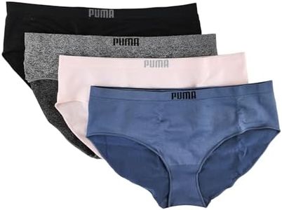 Puma - Women's Seamless Bikini Underwear, 4 Pack, Large Grey