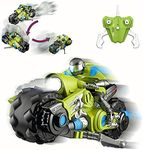 2.4Ghz RC Motorcycle Remote Control Stunt Drift Bike Racing Vehicle - 1/10 R/C High Speed Cyclone Motorbike and Riding Figure with 360° Spinning Wheels Action (Green)