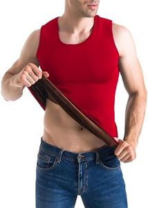 Flygo Mens Cotton Winter Warm Thermal Tank Top Fleece Lined Underwear Sleeveless Vest(Red-XS)