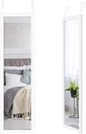 Americanflat Over the Door Mirror Full Length in White - Full Body Mirror for Bedroom, Bathroom, Dorm - Full Length Mirror with Hanger and Shatter-Resistant Glass - 38x130 cm