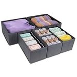 Drawer Organiser-6 Pack Wardrobe Storage Organizer, Desk Organiser, Thickened Fabric Storage Box for Underwear, Clothes, Socks, Ties, Scarves, Cosmetics, 3 Sizes