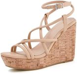 Coutgo Women Platform Wedge Sandals Cork Slingback Wedges Espadrilles Heels Summer Shoes