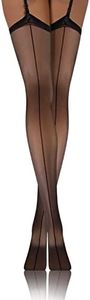 sesto senso Bas Pour Porte-Jarretelles Femmes 20 Den Dessins Sexy Bas Couture PDP 02 M-L 3/4 Noir