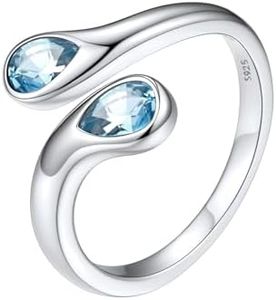 Silvora 925 Sterling Silver Ring Open Twist Stackable Rings for Women March Birthstone Ring for Mother Stacking Rings