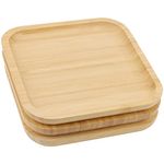 JOIKIT 3 Pack 10 Inch Bamboo Platter, Fine Polished Sqaure Wood Plates Bamboo Serving Tray for Holding Fruit, Bread, Cheese, Nut, Coffee, Tea, Plant Saucer