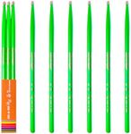 3-pairs(Green), Neon UV Glow Drum Stick,Classic 5A Drum Stick, Hickory Drum Stick, for Acoustic or Electronic Drum, wood drumstick glow under black light on stage,cant glow in dark.School Season Gift.