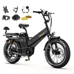 TESWAY X7PRO Electric Bike for Adults,52V 60AH 320KM Long Range Ebike,20" Full Suspension Fat Tire E-Bike, Dual Hydraulic Brake, 7-Speed Colorful LCD Display Electric Bicycle(Step Over)