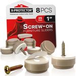 Chair Glides X-PROTECTOR – 25mm Furniture Glides 8 pcs – Best Screw-On Furniture Sliders – Premium Chair Leg Floor Protectors – Slide Effortlessly with Chair Leg Pads That Protect Your Floor!