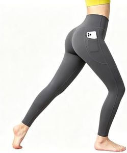 ZULK Women's High Waisted Yoga Leggings with Pockets, Tummy Control Squat Proof Buttery Soft 4 Way Stretch Breathable Pants for Gym Workout Running Daily Wear Dark Gray