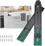 VVENACE 1 Pair 14 inch Soft Close Drawer Slides Full Extension Drawer Rails 100lb Ball Bearing Drawer Slides Side Mount Heavy Duty Slow Close Self Closing, Black