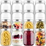 HEFTMAN Glass Mason Jars with Lids - Set of 12 500ml Air Tight Jars for Overnight Oats, Homemade Jam - Sturdy Glass Jars with Lids, Pickling Jars, Preserving Jars for Baby Food Storage (500ml)