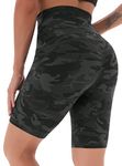 JOYSPELS Womens High Waisted Gym Shorts - Workout Running Sports Shorts Yoga Cycling Shorts for Womens with Pockets - BlackCamo - M