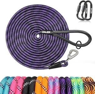 ZALER Long Dog Leash, 50 feet 30ft 20ft 15ft 10ft Dog Training Lead, Heavy Duty Check Cord Recall Leash for Dogs Training, Playing, Camping, or Backyard (15FT, Black Purple)