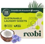 Roobi Laundry Detergent Sheets.128 Loads Travel Laundry Sheets, Liquidless Detergent. Carbon Neutral, 100% Vegan & Sustainable Linen Breeze Scent.