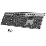 Wireless Keyboard,J JOYACCESS Full Size and Thin Rechargeable Keyboard Wireless for Laptop,Computer,Desktop,PC,Surface,Smart TV and Windows,Black and Gray