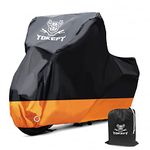 Tokept Motorcycle Cover, All-Season Waterproof Outdoor Sun Protection Fit up to 104 Inch Harley-Davidson Honda Suzuki Kawasaki Yamaha (XXL Black&Orange)