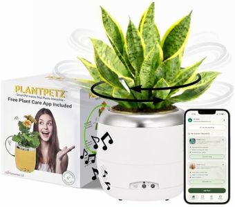 PLANTPETZ Extra Large Robotic Planter – Smart Planter Fits 6 Inch Pots | Bluetooth Speaker | Interactive Smart Plant Pot Turns A Real Plant Into a Touch/Motion Responsive Companion - Pure Ivory White