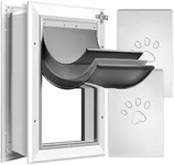 [Petoasis] Heavy Duty Aluminum Dog Door with Lock,3 Flap Insulated Dog Door with Installation Manual,Never Rust (Indestructible) (Silvery White, XLarge for Wall)
