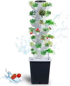 JPWDDWYT Hydroponics Tower Indoor Growing System Vertical Garden Planter Indoor Smart Garden Kit with Pump and Movable Water Tank Vegetable Plant Gift for Gardening Lover (35-Plants)