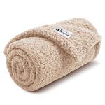 Luciphia Dog Blanket, Premium Fleece Cat Blanket, Soft Sherpa Calming Pet Blanket, Puppy Throw Blanket for Small Medium Dog Cat (Beige,41x31 inches)