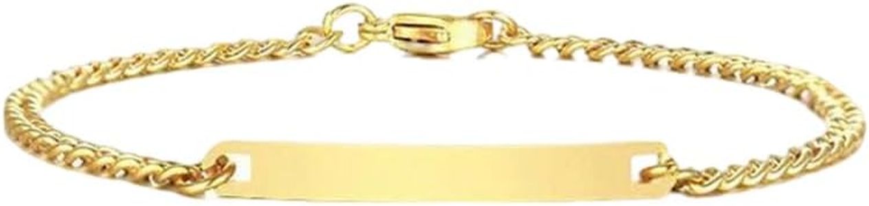 icamer Couples Bracelets with Engrave - Personalized Stainless Steel Bracelet - Custom Engraving for Men and Women - Relationship Matching Couple Jewelry Gift For Her and Him (Gold for her)