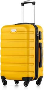 COOLIFE 20 Inch Carry On Suitcase for EasyJet, ABS+PC, Hardshell, Lightweight Durable Travel Cabin Luggage with 360°Rubber Spinner Wheels, YKK Zipper, Telescopic Handle, TSA Lock, Lemon Yellow