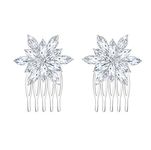 EVER FAITH Snowflake Hair Comb, Sparkly Rhinestone Crystal Christmas Hairpiece Snowflake Hiar Accessories for Women Girls 1 Pair