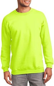 JustBlanks Fleece Sweatshirt for Men Tall Men’s Sweatshirt Crewneck Sweatshirt Relaxed-Fit Pullover Sweatshirt - Safety Green - 3XLT