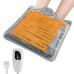 Electric Heated Foot Warmers for Women and Men, SOPPY 40x40 Washable Electric Feet Warmer with 6 Heat Levels 4 Timers, Auto Shut-Off, Warmer Fast Heat,Grey