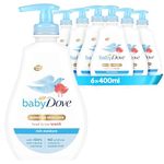 Baby Dove Rich Moisture Head to Toe Wash - Gentle & Nourishing Hair and Body Wash for Babies, Tear-Free Formula, Delicate Fragrance, Keeps Hair and Skin Soft, Ideal for Newborns - 400ml, Pack of 6