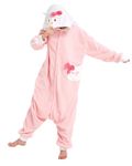 Novelty Pajamas Unisex Hooded Onesie Critters Costumes Pyjamas Cat, Pink Cat, Medium