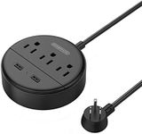 Flat Plug Power Strip with USB Port