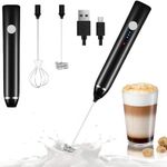 Milk Frother, Dallfoll Handheld Coffee Frother Electric Whisk,3 Gear Adjustable USB Rechargeable Drink Mixer Milk Foamer with 2 Stainless Steel Whisks for Bulletproof Coffee