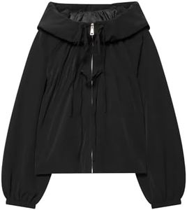 CUFEZN Black Hood Jacket for Women 2026 Zip Up Athletic Coat Medium