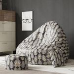 Biggie Bean Bag with Beans Filled XXXXXL Bean Bag- Full Printed Bean Bag Sofa with Cushion and Footrest - Official : Oreka Home Bean Bag - Comfort Level : Advanced - (Theme : Harmony Strokes)