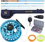 Sougayilang Fly Fishing Combo, 4 Piece Fly Rod and CNC Machined Aluminum Alloy Reel Complete Starter Package with Rod Bag- Blue-7/8