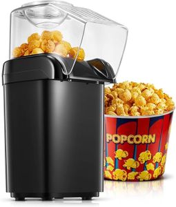 DRUMSTONE (𝐍𝐄𝐖 𝐖𝐈𝐓𝐇 𝟏9 𝐘𝐄𝐀𝐑𝐒 𝐋𝐈𝐌𝐈𝐓𝐄𝐃 𝐖𝐀𝐑𝐑𝐀𝐍𝐓𝐘) Healthy Oil-Free Black Popcorn Maker – Mini Hot Air Popcorn Machine for Quick & Healthy Snacks at Home