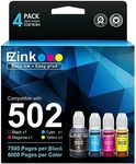 E-Z Ink (TM Compatible Ink Bottle Replacement for Epson 502 T502 522 T522 High Yield to use with ET-4760,ET-3760,ET-2760,ET-3710,ET-2750,ET-3700,ET-3750 Printer (Black, Cyan, Magenta, Yellow, 4 Pack)