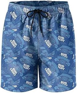 Mens Waterproof Swim Trunks Quick Dry Bud-Light-Beer-Package-Design-Blue- Bathing Suits Beach Wear with Pockets