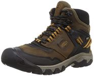 KEEN Men's Ridge Flex Mid Height Waterproof Hiking Boots, Bison/Golden Brown, 11