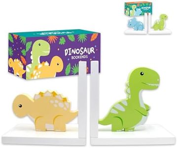 Decorably Dinosaur Bookends for Kids - Wooden Dinosaur Bookends for Kids, Kids Bookends Kids, Kids Book Ends for Kids Books, Kids Room Book Ends Kids Room, Kids Book Ends Boy, Kid Book Ends for Boys
