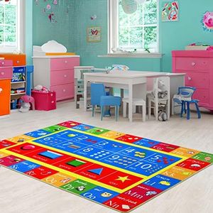 Zacoo Kids Educational Rug 8x10 for Bedroom, ABC Alphabet Digital Graphics Baby Play Mat, Playtime Soft Area Rugs Non Slip Floor Carpets for Kids Childern Room, Toddler Classroom Baby Playroom Mat