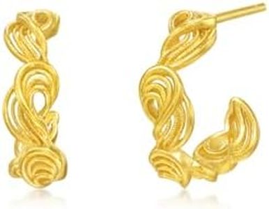 CHOW SANG SANG 999.9 24K Gold MINTYGREEN Dainty C Hoop Earrings for Women 95139E