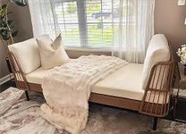 YITAHOME Wicker Outdoor Chaise Lounge, Oversized Patio Love Sofa, 74 Length Outdoor Indoor Upholstered Sofa Recliner Daybed with Thickness Cushion Indoor Lounger for Balcony Garden Pool - Beige