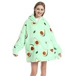 Wearable Blanket Hoodie for Women Girls, Oversized Avocado Hoodie Blanket, Winter Warm & Cozy Fleece Sweatshirt for Adult & Kids, Avocado, One Size